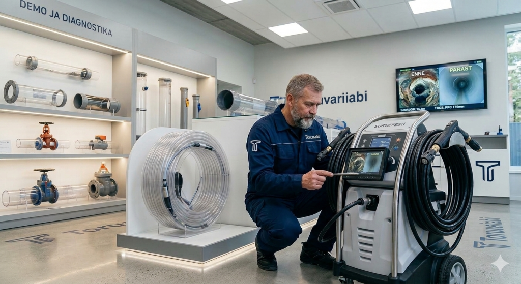 Kaasaegne kanalisatsiooni puhastamine ja Toruavariiabi meeskond tööl